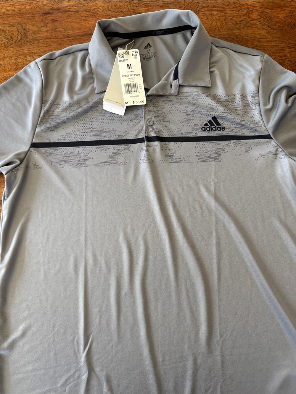 adidas Men's Light Gray Polo with Subtle Chest Stripe FATHERS Day!